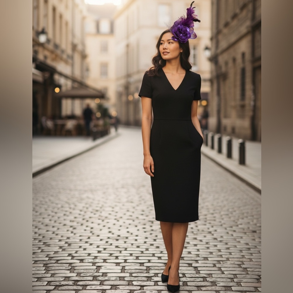 Elegant Purple Feathered,Mesh & Ribbon Fascinator with hair clip - Picture 8 of 10